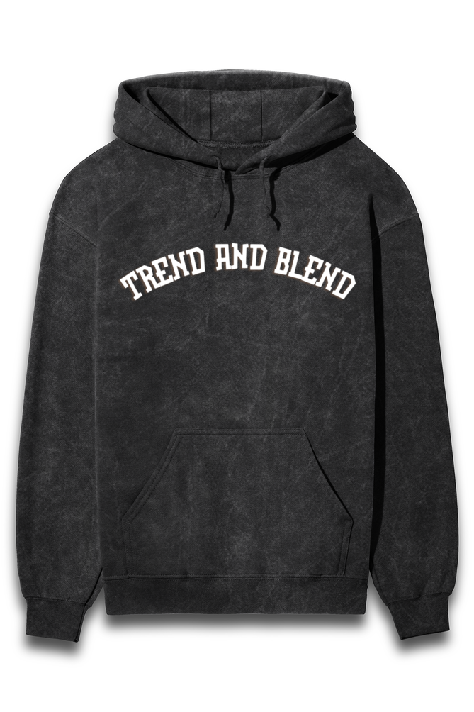 Unisex Acid Wash Hooded Sweatshirt Black